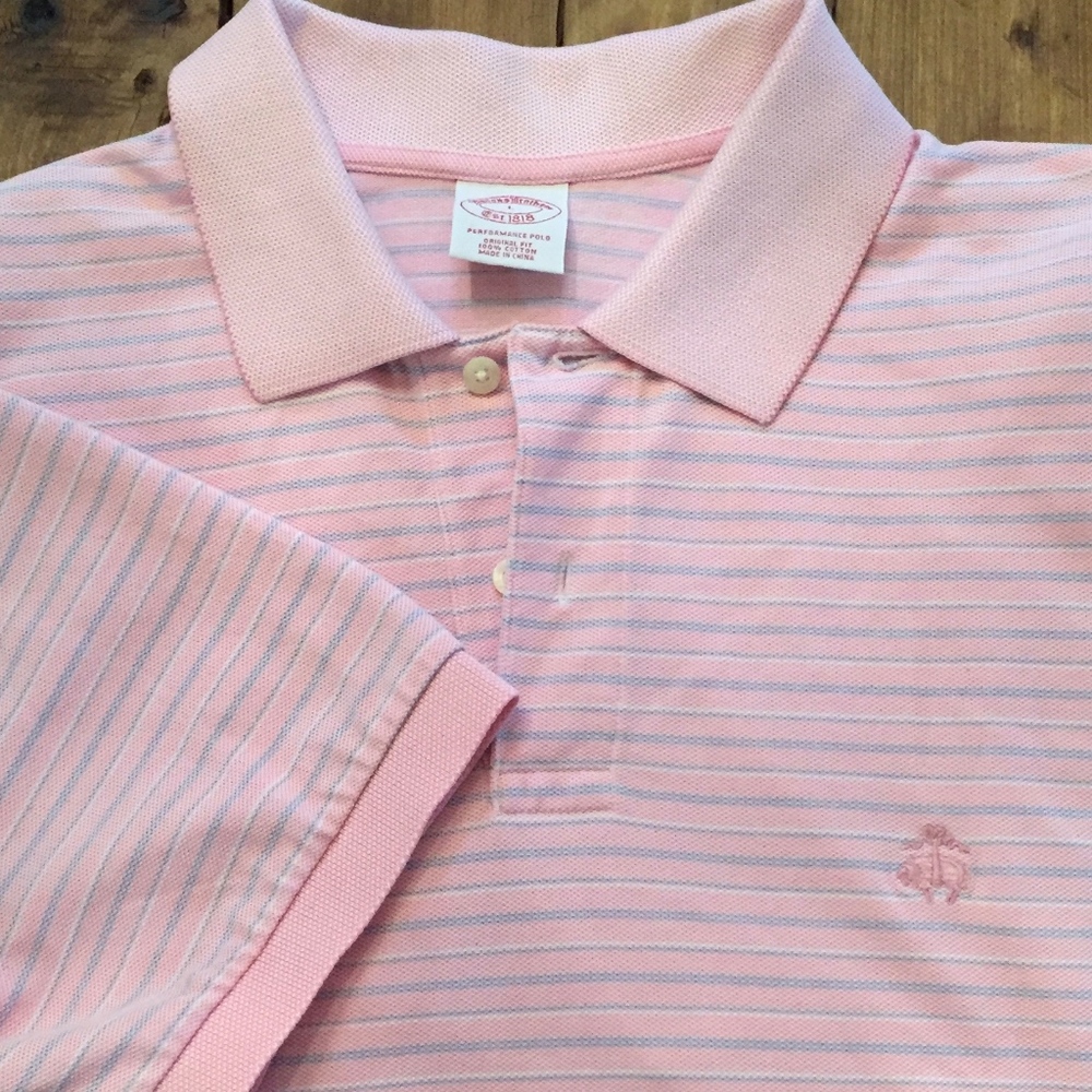 Brooks Brothers Pink Striped Polo Shirt